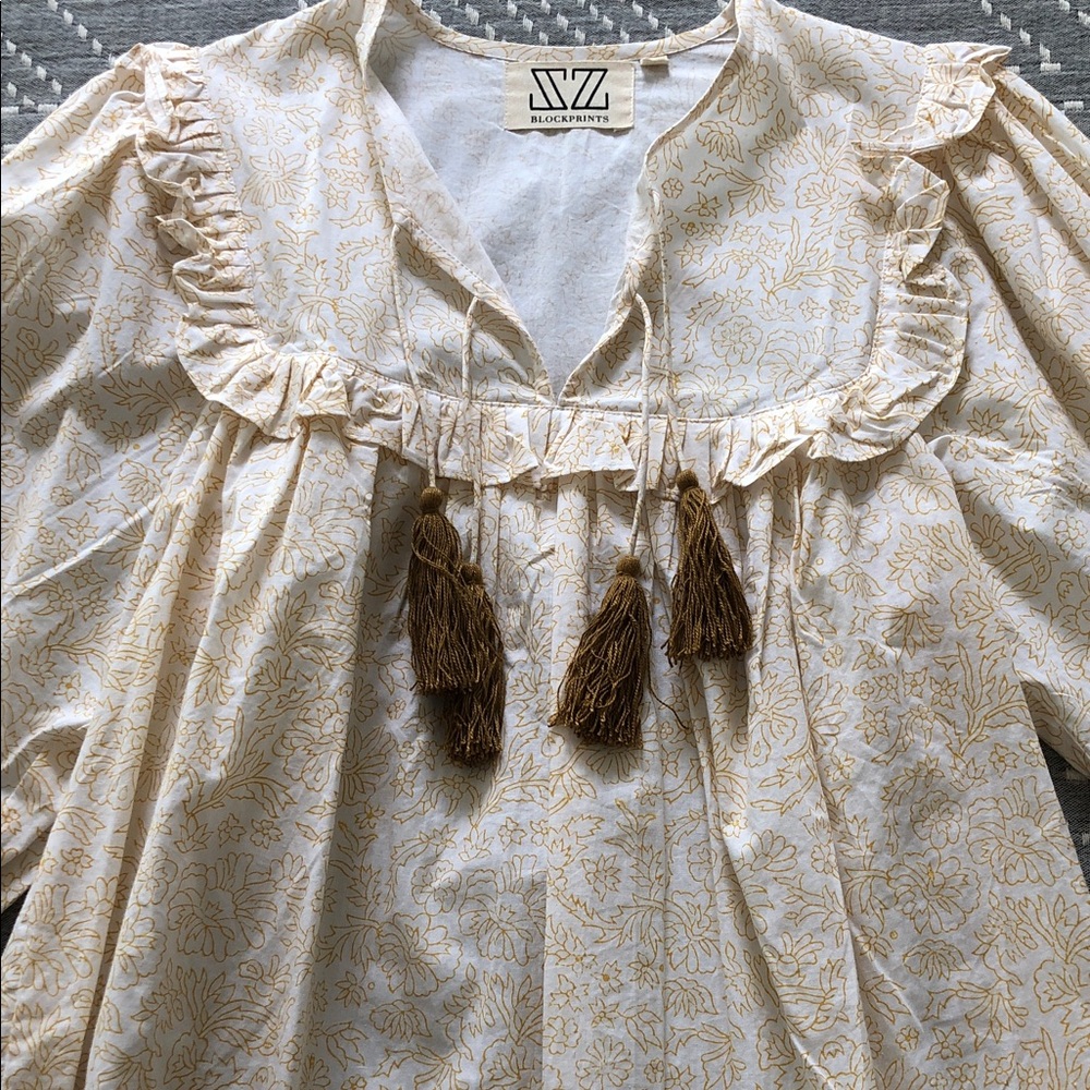 SZ Blockprints Clover Top in Honey, Size Small, New Without Tags, Cotton - Picture 3 of 9